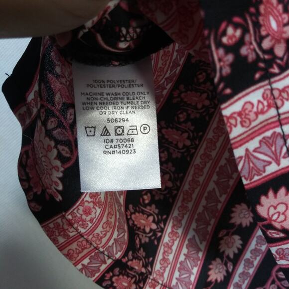 Loft Black And Pink Floral Stripe High Neck Sleeveless Tank Petite Size SP - Picture 6 of 9